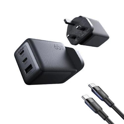 Oraimo HyperGaN 65 65W GaN Wall Charger Kit with 100W CC Cable (OCW-7652E+116CC) - Black