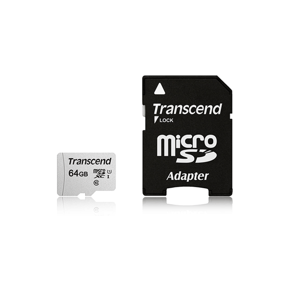 Picture of Transcend 64GB USD300S-A UHS-I U3A1 MicroSD Card With Adapter