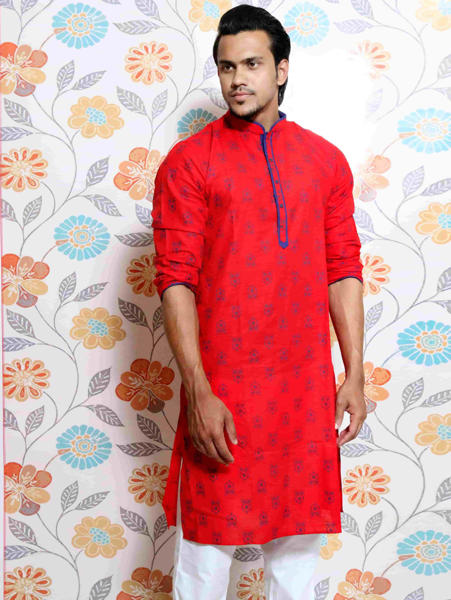 Picture of Red all over printed Panjabi for Men by Ritzy