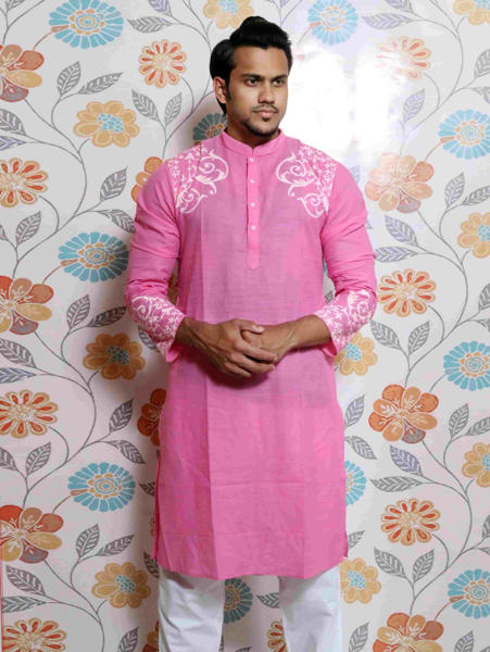 Picture of Pink Screen printed Panjabi for Men by Ritzy