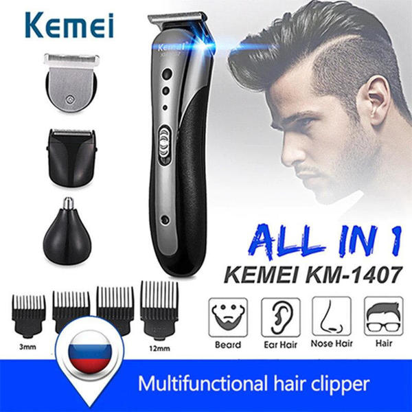 Picture of KEMEI KM-1407 Rechargeable Electric Nose Hair Clipper Multifunctional Men Hair Trimmer Professional Electric Shaver Beard Razor