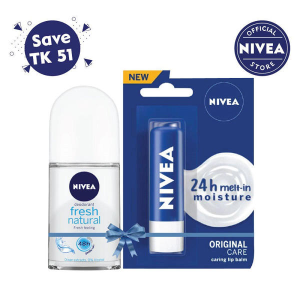 Picture of Nivea Roll On Fresh Natural 50ml+ Nivea Original Care Lip Balm 4.8g
