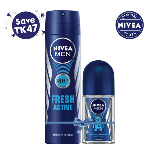 Picture of Nivea Men Body Spray Fresh Active 150ml and Men Roll On Fresh Active 50ml Combo Offer