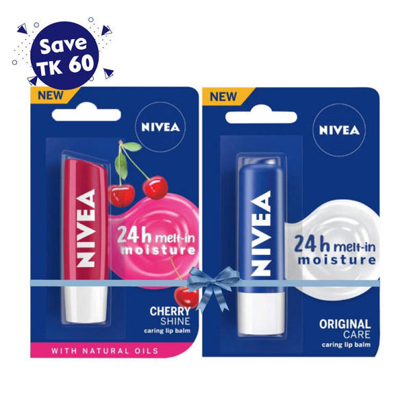 Picture of Nivea Original Care Lip Balm 4.8g & Cherry Shine Lip Balm 4.8g Combo Offer