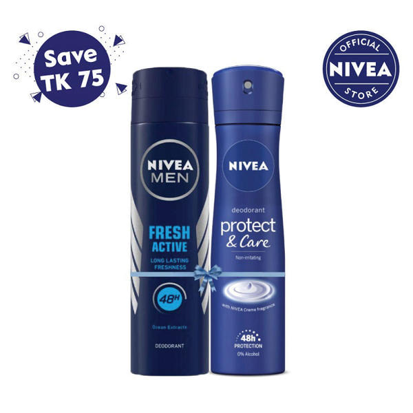 Picture of Nivea Men Body Spray Fresh Active 150ml+Nivea Men Body Spray Protect & Care 150ml