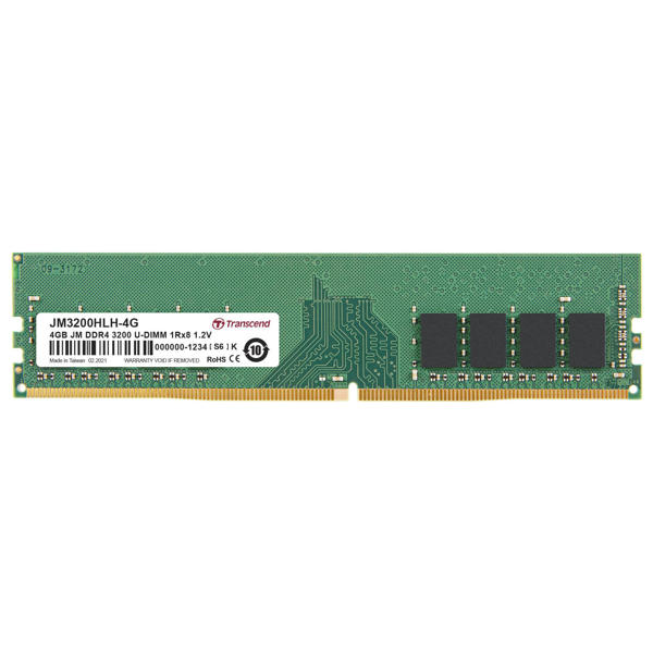 Picture of Transcend 4GB JM DDR4 3200MHZ U-DIMM 1RX8 512MX8 CL22 1.2V
