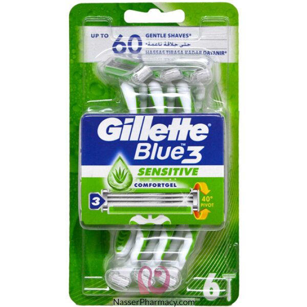 Picture of Gillette Blue3 Sensitive Men's Disposable Razors, 6 Count