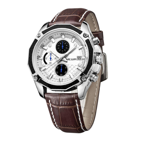 Picture of MEGIR 2015 Chronograph Leather Watch for Men - Brown