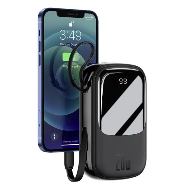 Picture of Baseus Power Bank 20000mAh Qpow Digital Display 20W Iphone Lightning Cable Black PPQD-H01
