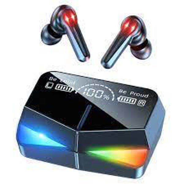 Picture of M28 TWS Music & Gaming Earbuds, BT 5.1 IPX7 Waterproof with 2000mAh RGB Mirror LED Display Charging Case/Box