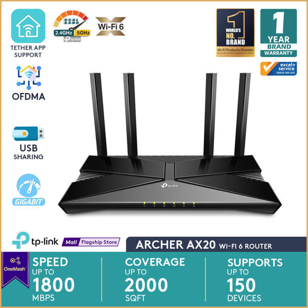 Picture of Tp-Link Archer AX20 AX1800 Dual-Band Wi-Fi 6 Gigabit Router