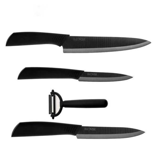 Picture of Xiaomi Huohou Nano-Ceramic Kitchen Knife Set - 4 Pcs - Black