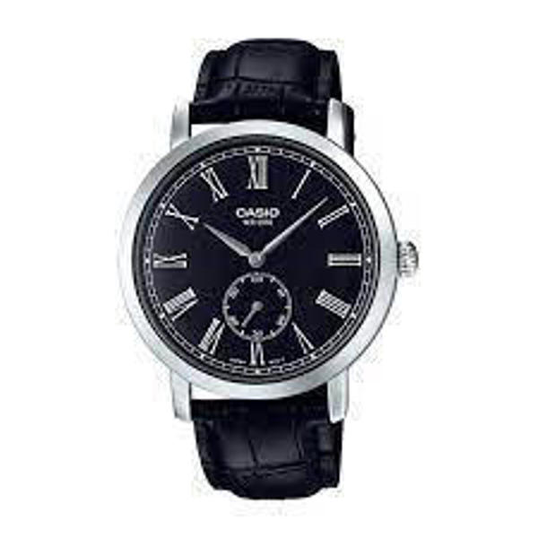 Picture of Casio Enticer Side Second Black Leather Belt Watch MTP-E150L-1BVDF