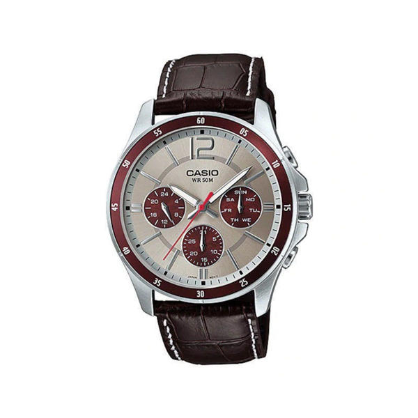 Picture of Casio MTP-1374L-7A1VDF Enticer Multifunction Brown Leather Belt Men's Watch