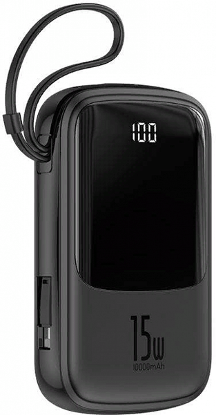Picture of Baseus Q pow Digital Display 3A Power Bank 10000mAh (With IP Cable)Black