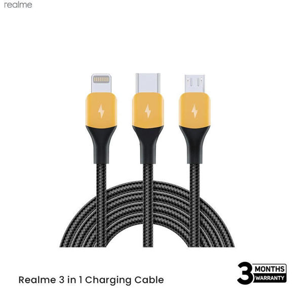 Picture of Realme 3in1 Charging Cable 1.2m Black-Yellow
