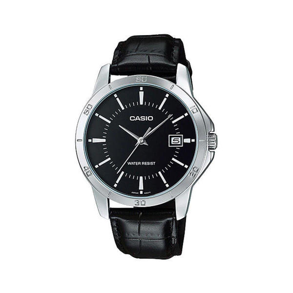 Picture of CASIO MTP-V004L-1AUDF Date Black Leather Belt Watch for Men