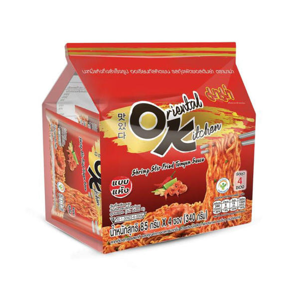 Picture of Mama Instant Noodles Oriental Kitchen Shrimp STIR Fried Tom Yum Sauce Flavour Family Pack 4*85gm