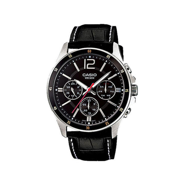 Picture of Casio MTP-1374L-1AVDF Enticer Multifunction Black Leather Belt Men's Watch