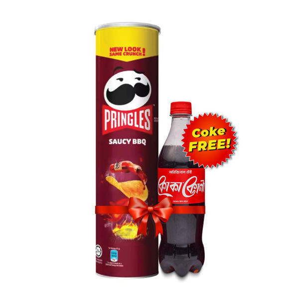 Picture of Pringles Saucy BBQ Potato Chips 134gm (Free Coca Cola 400 ml)
