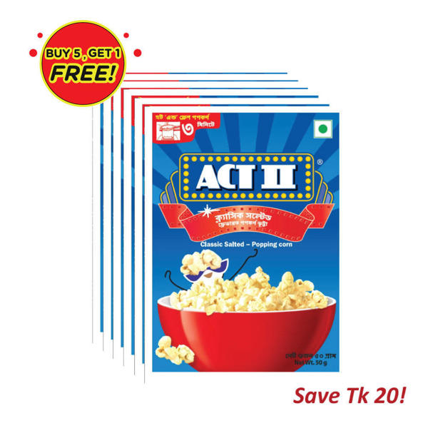 Picture of ACT II Golden Sizzle Instant Popcorn 50gm (Buy 5, Get 1 Free)