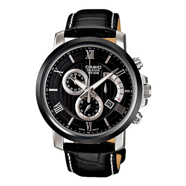 Picture of Casio BEM-507BL-1AVDF Beside Chronograph Date Leather Belt Watch