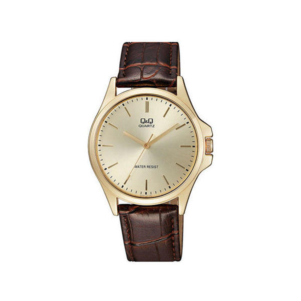 Picture of Q&Q Golden Dial Analog Leather Belt Watch for Men (QA06J100Y)