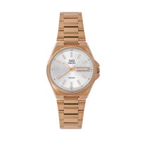 Picture of Q&Q S397J011Y Superior Date Golden Dial Chain Watch for Women
