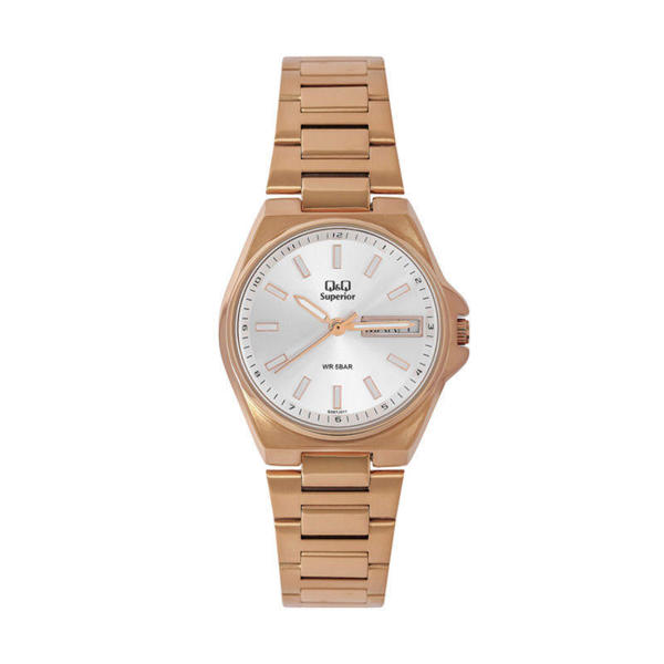 Picture of Q&Q S397J011Y Superior Date Golden Dial Chain Watch for Women