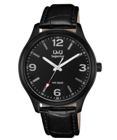 Picture of Q&Q S00A-008PY Superior Black Dial Analog Leather Belt Watch for Men