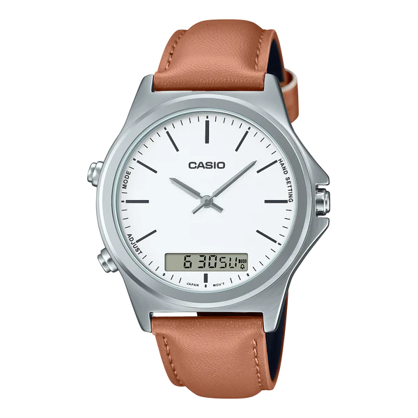 Picture of Casio Minimalist Dual Time Belt Watch MTP-VC01L-7EUDF