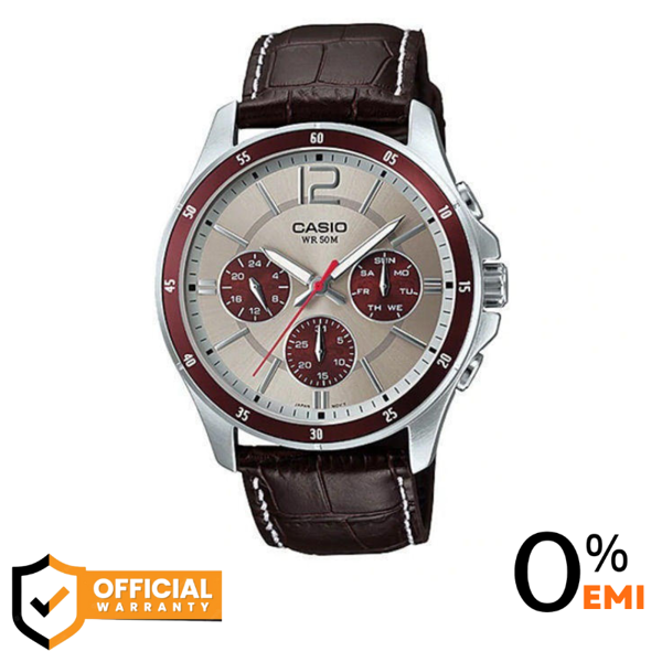 Picture of Casio MTP-1374L-7A1VDF Enticer Multifunction Brown Leather Belt Men's Watch