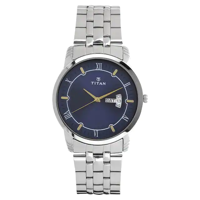 Picture of Titan 1774SM01 Day and Date Blue Dial Stainless Steel Watch for Men