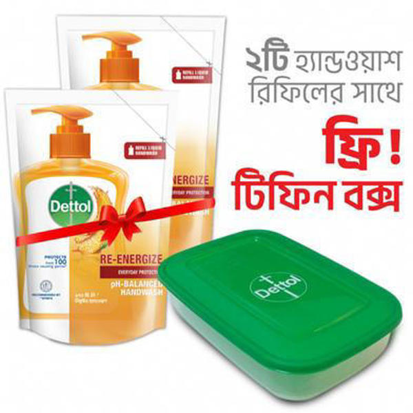 Picture of Dettol Handwash 170 ml Refill Poly Re-energize X 2 (Free Tiffin Box)