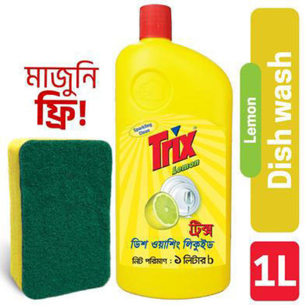 Picture of Trix Dishwashing Liquid 1 Ltr Lemon (Scrubber Free)