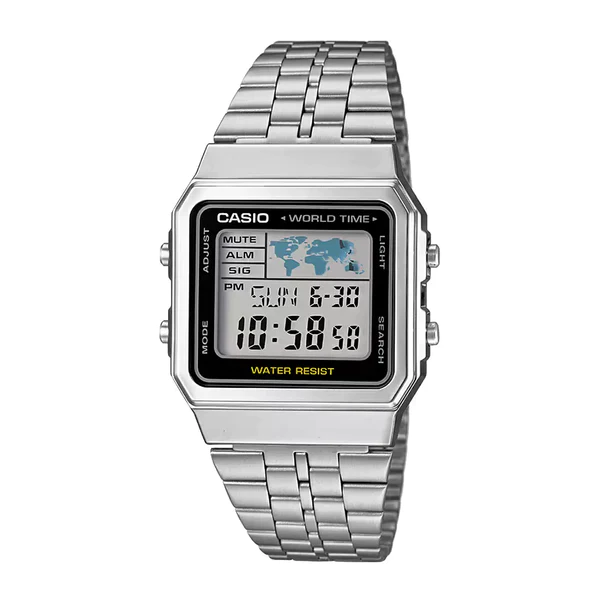 Picture of Casio Classic World Time Digital Silver Chain Watch A500WA-1DF