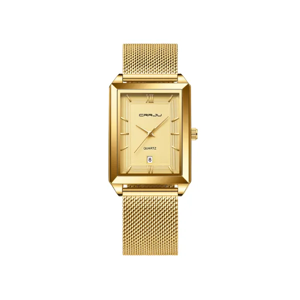 Picture of CRRJU 2197 Stylish Square Top Brand Luxury Quartz Watch- Gold
