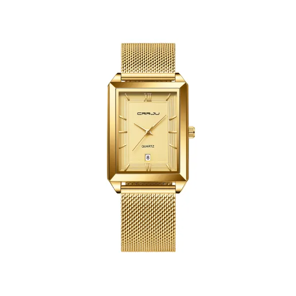 Picture of CRRJU 2197 Stylish Square Top Brand Luxury Quartz Watch - Gold