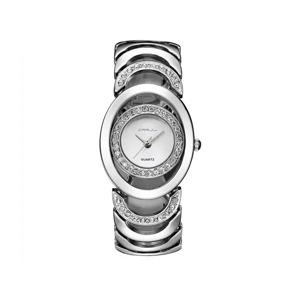 Picture of CRRJU 2201 Luxury Famous Brands Rhinestone Bracelet Ladies Wristwatch - Silver