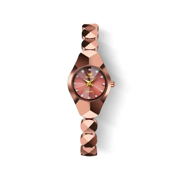 Picture of OLEVS 7007 Luxury Classic Tungsten Steel Strap Fashion business Quartz Watch for Women-  Rose Gold