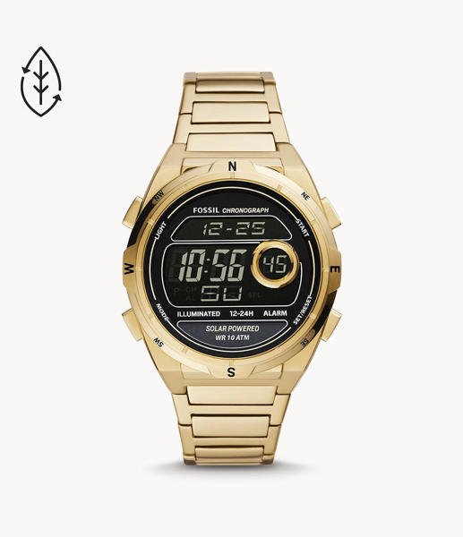 Picture of Fossil Men’s Everett Solar-powered Digital Gold-tone Stainless Steel Watch FS5862