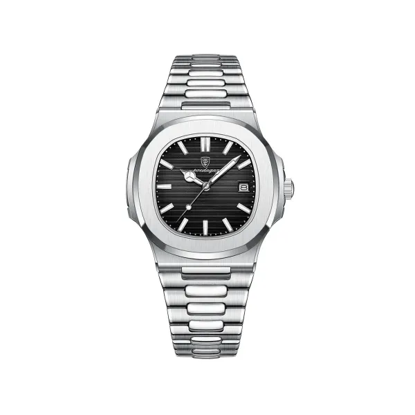 Picture of Poedagar 613 Business Quartz Luxury Stainless Steel Luminous Watch for Men- Silver Black