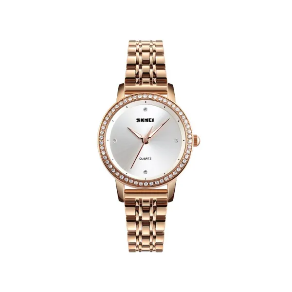 Picture of Skmei 1311 Luxury Women Stainless Steel Quartz Rhinestone Fashion Watch for Ladies- Rose Gold