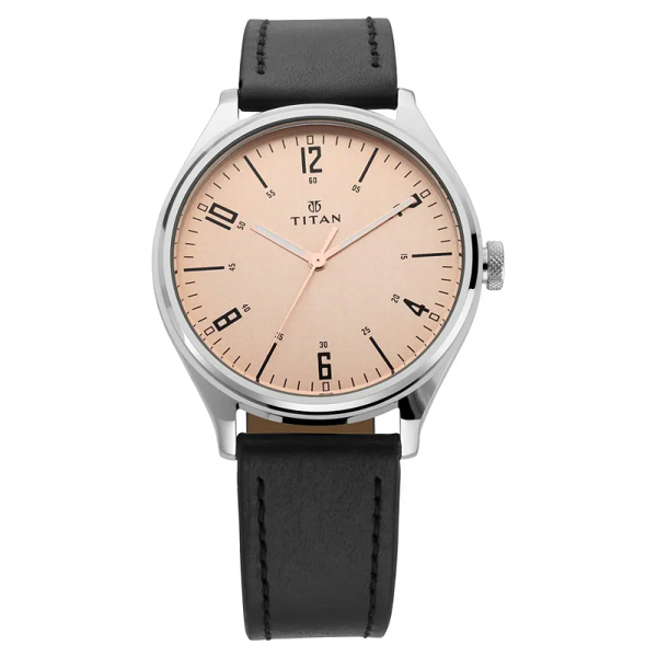 Picture of TITAN Workwear Watch with Champagne Dial Leather Strap 1802SL03