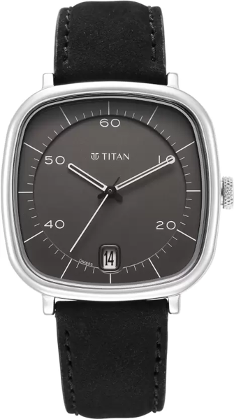 Picture of Titan 1885SL02 Neo Curve Analog with Date Anthracite Dial Black Leather Strap Watch