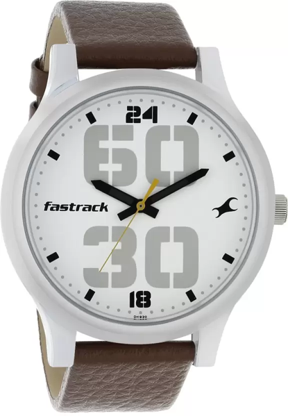 Picture of Fastrack 38051SL06 Bold Analog White Dial Leather Watch for Guys