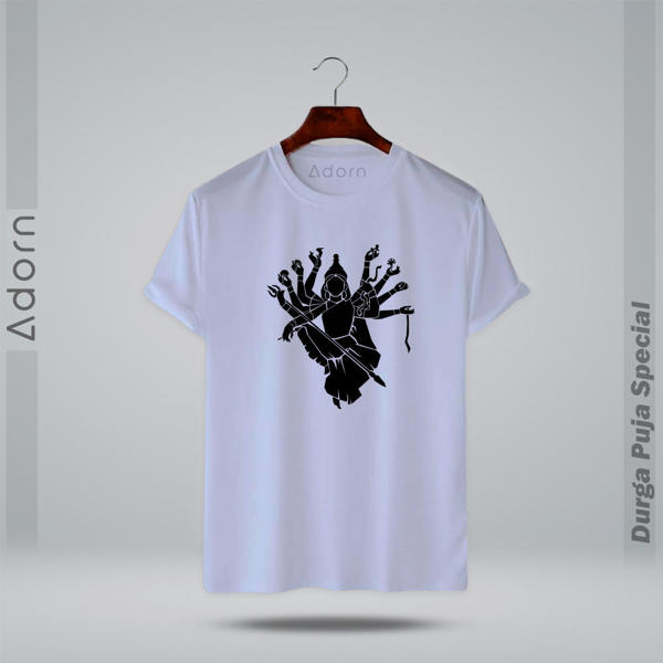Picture of Round Neck Half Sleeve Cotton T-Shirt - (White)