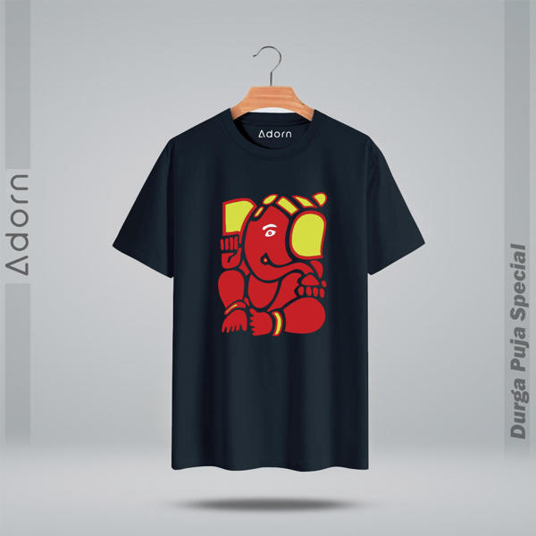 Picture of Round Neck Half Sleeve Cotton T-Shirt - (Black)