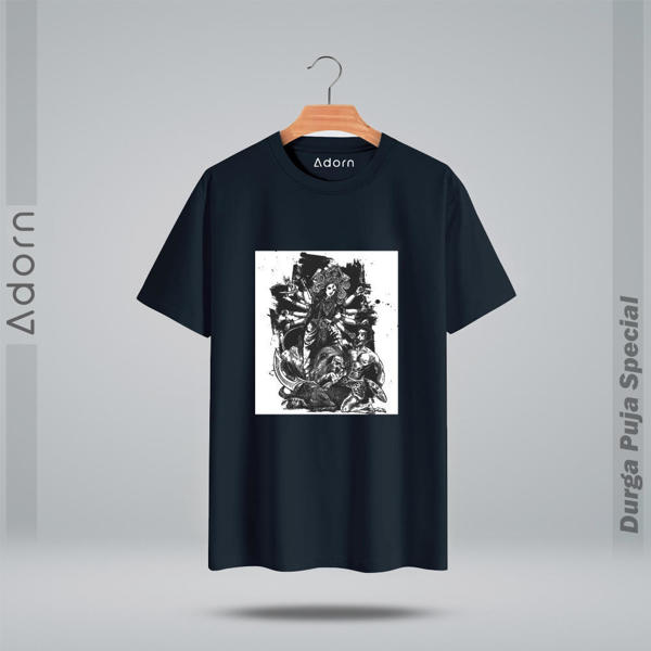 Picture of Round Neck Half Sleeve Cotton T-Shirt - (Black)
