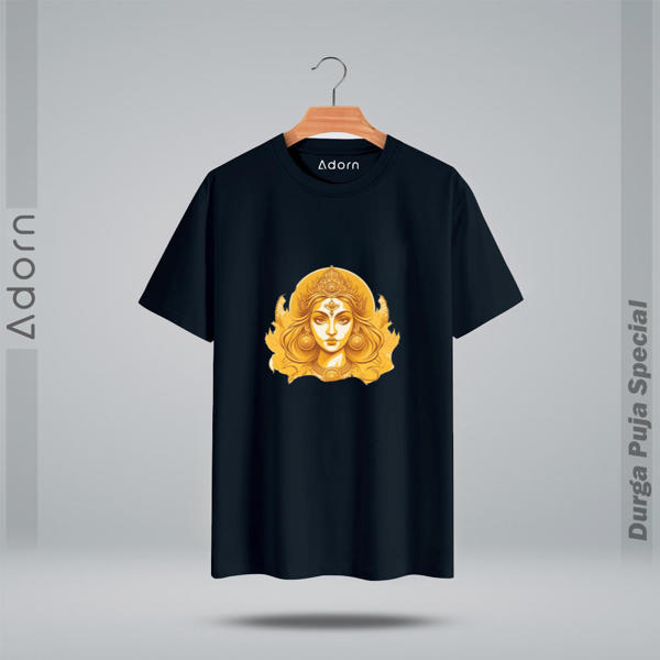 Picture of Round Neck Half Sleeve Cotton T-Shirt - (Black)